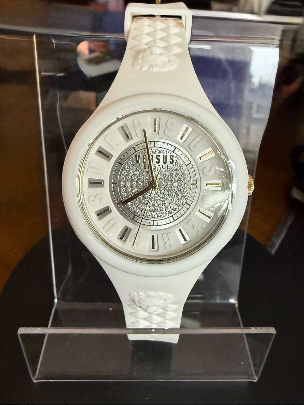 NWOT Versus Versace White Silicone Watch with Crystal Dial w/pouch & card